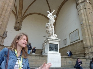 Anja aan het werk in Florence